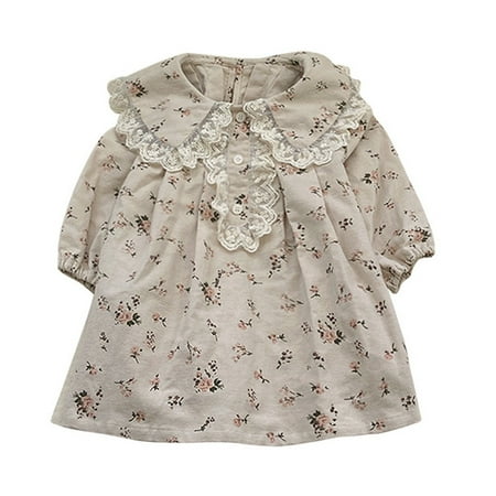 

ZMHEGW Baby Newborn Infant Girls Long Sleeve Floral Lace Spring Autumn Princess Dress Clothes