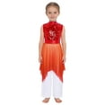 thumbnail image 3 of Sholeno Girls Worship Praise Dance Outfits Sleeveless Sequin Liturgical Tunic Overlay Dress with Wide Leg Pants Red 16, 3 of 5