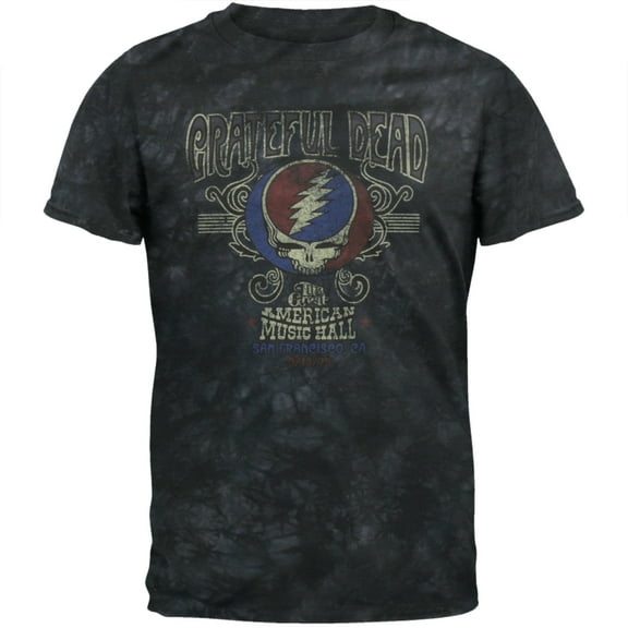 Grateful Dead Men's American Music Hall Grey Tie Dye Short Sleeve T Shirt