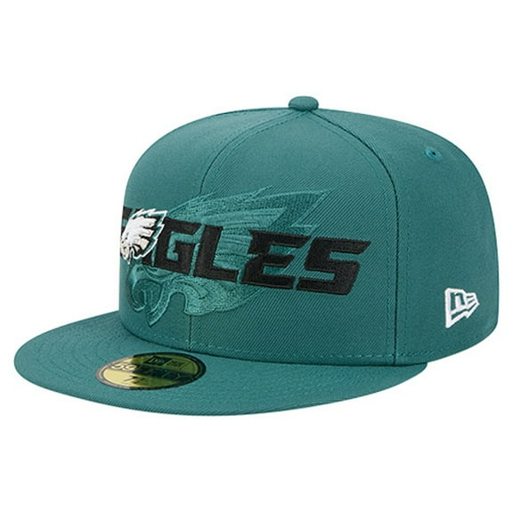 Men's New Era Midnight Green Philadelphia Eagles Overlap Wordmark 59FIFTY Fitted Hat