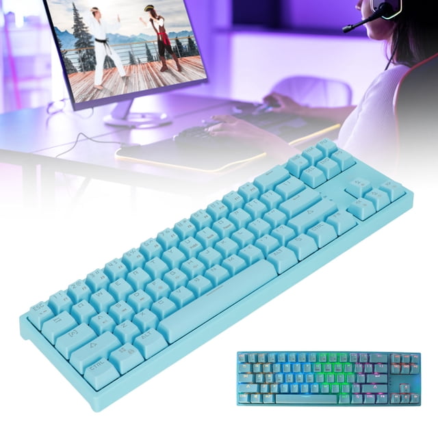 Fyydes Type C Keyboard,Mechanical Keyboard,Mechanical Keyboard 71 Keys Blue Switch RGB Backlight Side Light Strip Type C Gaming Keyboard for Gaming