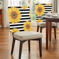 thumbnail image 4 of Sunflowers Chair Covers Set of 8 Black White Strips Farm Watercolor Floral Chair Back Covers Stretch Removable Washable Slipcovers Protector for Dining Room Kitchen Party Decor, 4 of 9