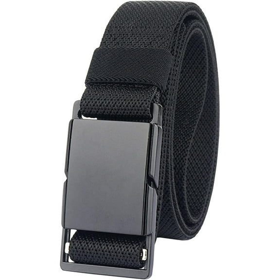Mens Stretch Belt Quick Release Magnetic Buckle Elastic Webbing Sport Work Golf Belts for Men 1.34inch Wide