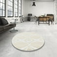 thumbnail image 4 of Ahgly Company Machine Washable Indoor Round Industrial Modern Antique White Beige Area Rugs, 4' Round, 4 of 7