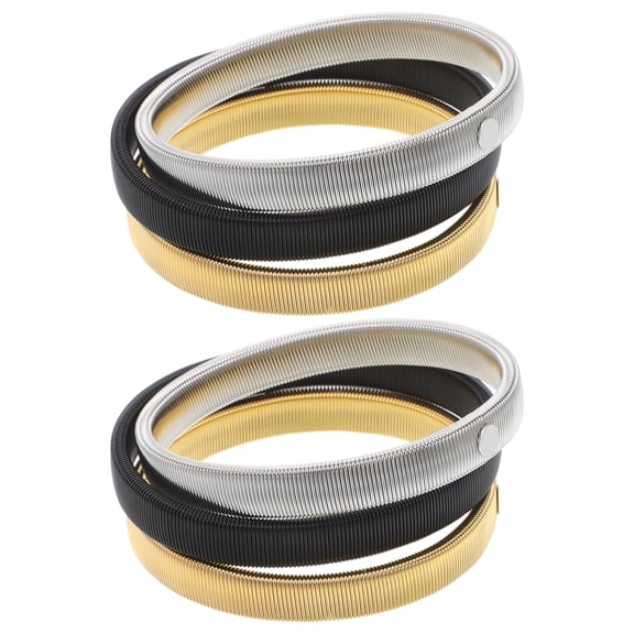 MLINS 6Pcs Anti Slip Sleeve Garters Adjustable Shirt Holders Metal Stretchy Armbands Elastic Arm Straps for Men and Women Black White Golden