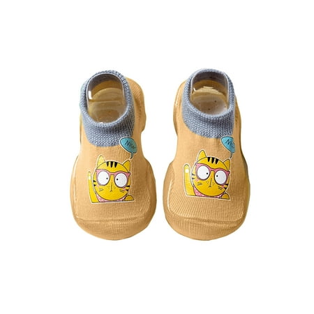 

DNDKILG Toddler Child Girl s Boy Cartoon Animal Spring Summer Fall Slippers Floor Socks Infant Baby Non-Slip Breathable Elastic First Walkers Shoes Yellow 6M-2.5Y