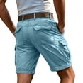 thumbnail image 3 of Fgvctg Mens Shorts Casual Elastic Waistband Summer Beach Cargo Shorts Stretch Waist Waistband Trendy Classic Fit Short Workout Lightweight Pants with Pockets,Light Blue,L, 3 of 5