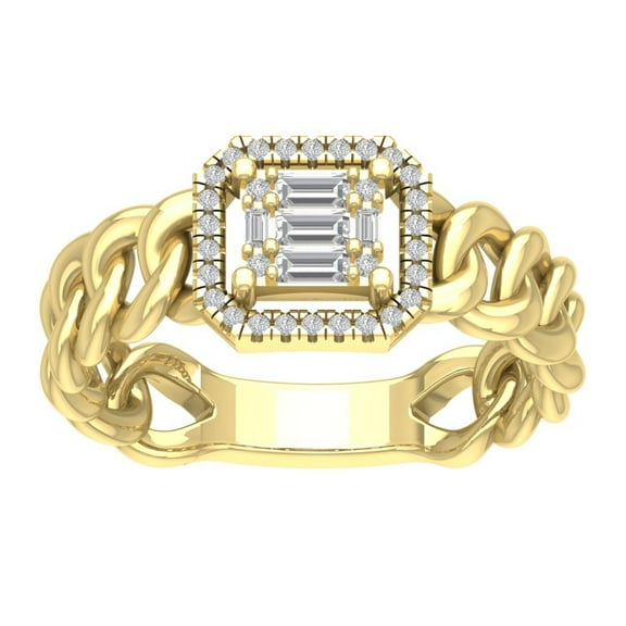 Araiya Fine Jewelry 14K Yellow Gold Round-shape Lab Grown Diamond Halo Engagement Ring ( 1/4 cttw, D-F Color, VS Clarity) Size 10