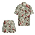 thumbnail image 5 of Xoenoiee Cardinal Flower Print Women's Hawaiian Beach Outfit 2 Piece Short Sleeve Swim Cover Up Shorts Set Summer Open Front Kimono Cardigan Vacation Beachwear, S, 5 of 7