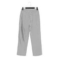 thumbnail image 6 of Women's Casual Pants Women'S Cotton And Linen Striped Elastic Waistband High Waistband Pocket Pants Side Buttons Nine Point Pants Loose Casual Pants Straight Leg Pants,White Women's Casual Pants XS, 6 of 6
