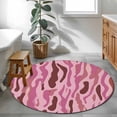 thumbnail image 3 of Round Rugs 3.3Ft, Pink Brown Geometric Round Area Rug Washable Indoor Throw Carpet, Contemporary Art Abstract Soft Non Slip Circle Rug for Laundry Room Patio Home Decor Aesthetic, 3 of 8