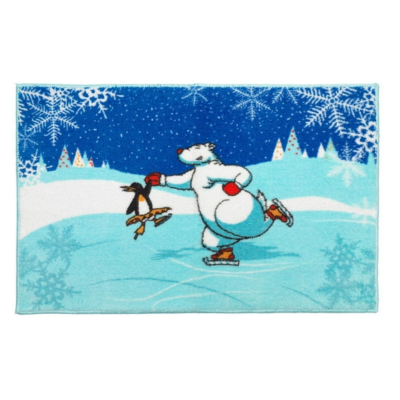 Carnation Home Fashions Ice Dancers Holiday Themed Christmas Bath Rug