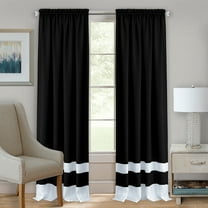 Woven Trends Two-Tone Window Curtain Panels, Rod-Pocket Light Filtering Curtains for Bedroom and Living Room, Double Layered Window Panel, Black/White, 50" x 84" Single Panel