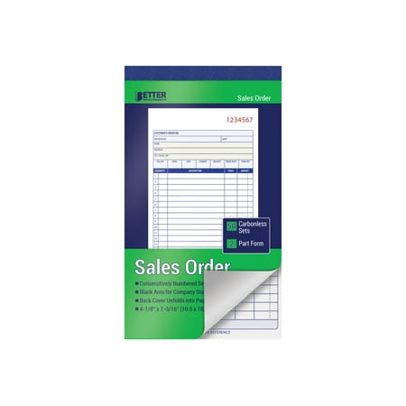 Better Office Products - Sales order book - 50 sheets - 105 x 183 mm - 2-part - carbonless (pack of 6)