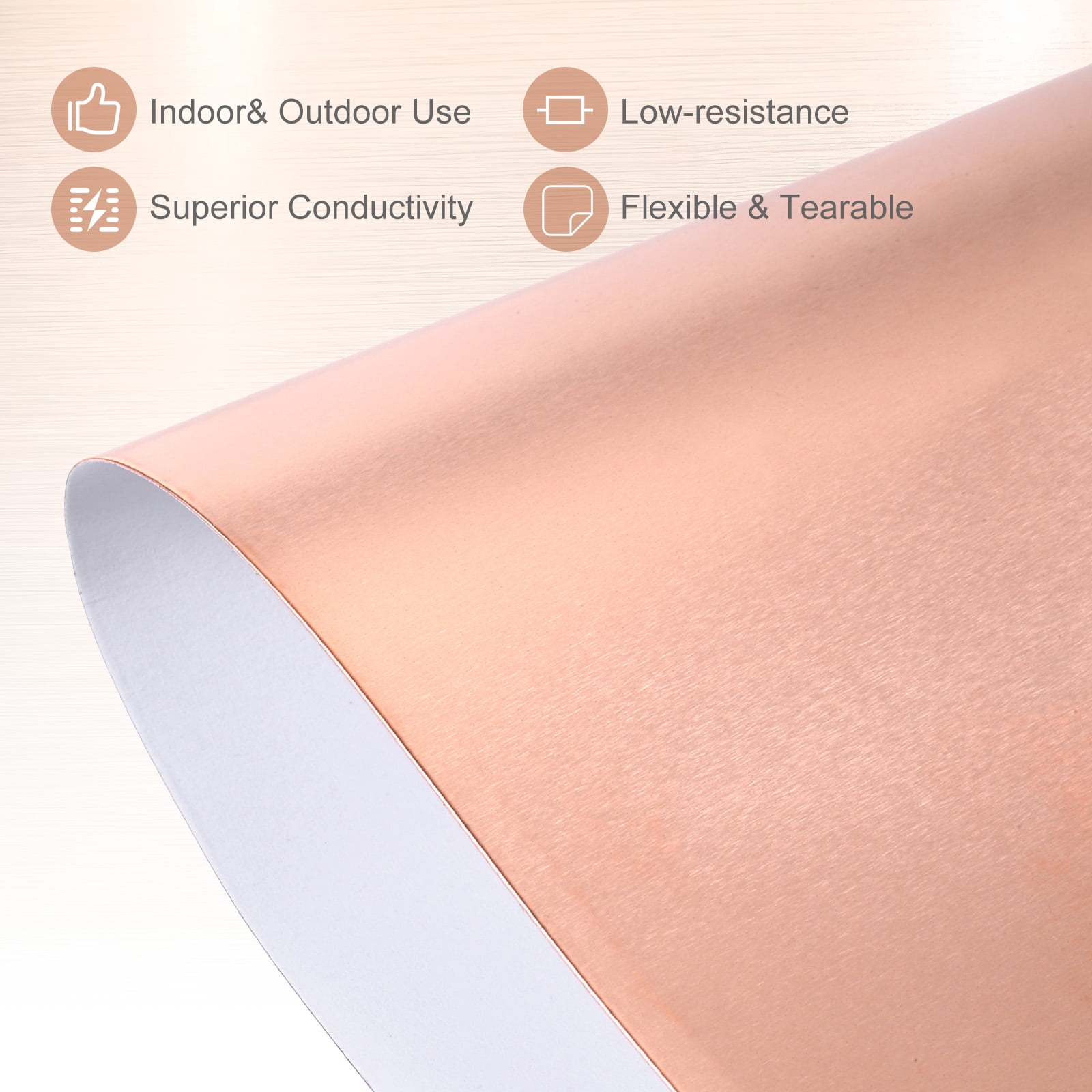 Uxcell Double-Sided Conductive Copper Foil Sheets 300 x 225 x 0.05mm High Conductivity Copper Tape for Guitar Grounding