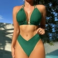 thumbnail image 2 of UTSJKR Women's Two Piece Swimsuit Sexy Bathing Suit Set Halter High Waist Bikini Beach Halter Triangle Swimwear Green S, 2 of 4