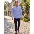 thumbnail image 2 of INSPIRE CHIC Men's Back to School Pinstripe Shirt Long Sleeve Button Down Casual Dress Shirts L Blue, 2 of 5