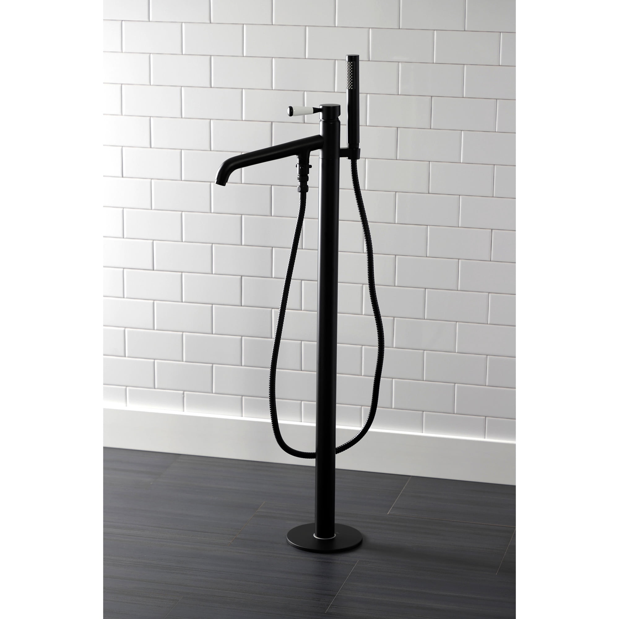 Kingston Brass KS8130DPL Paris Freestanding Tub Faucet with Hand Shower, Matte Black