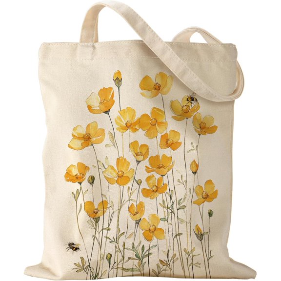 Aesthetic Canvas Tote Bag - Reusable Shoulder Tote Bag for Women Lady Casual Vacation, Shopping, Work, Gym