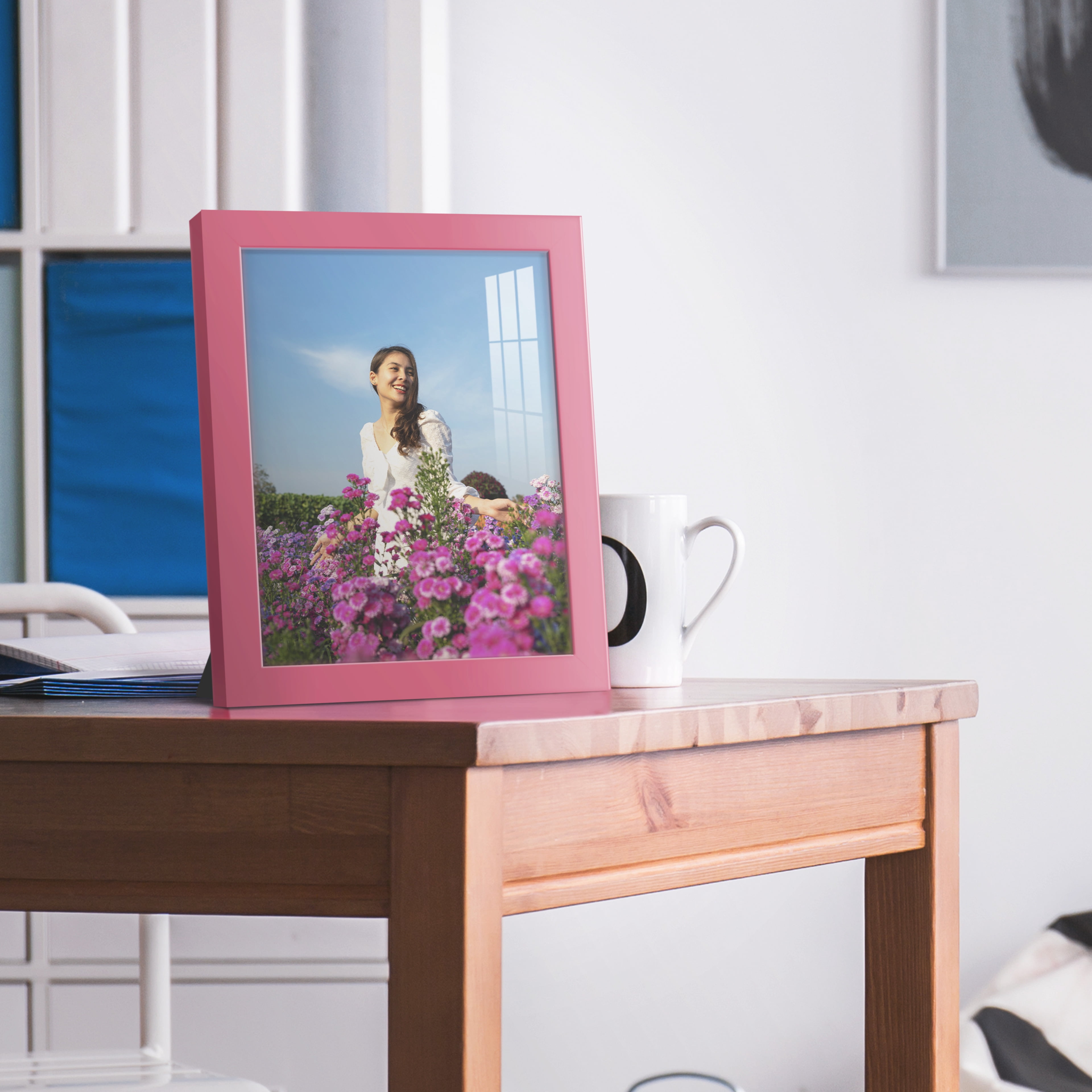 Modern Real Wood 8x10 inch Picture Frame in Hot Pink