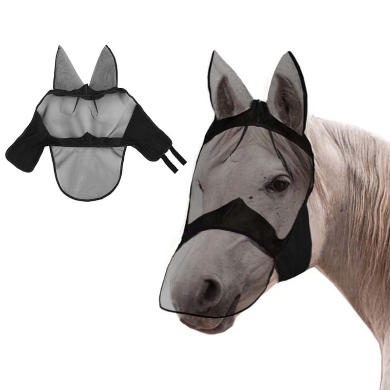Deluxe Horse Fly Repellent Mask with Ears Mesh Summer Anti-mosquito Black Deluxe Horse Fly Repellent Mask with Ears Mesh Summer Anti-mosquito Black