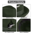 thumbnail image 4 of BadPiggies Elegant Fedora Hats for Men Women Short Brim Roll Up Cowboy Felt Hat with Feathers (Green), 4 of 8