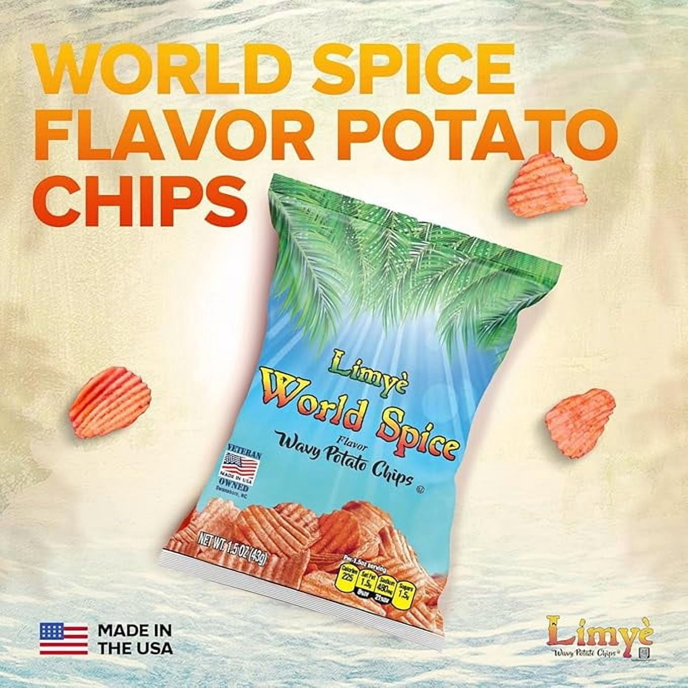 Limyè Potato Chips, World Spice Flavor, Kosher Certified, Allergen Free Vegan potato chips, 1.5 Oz (24 Pack)