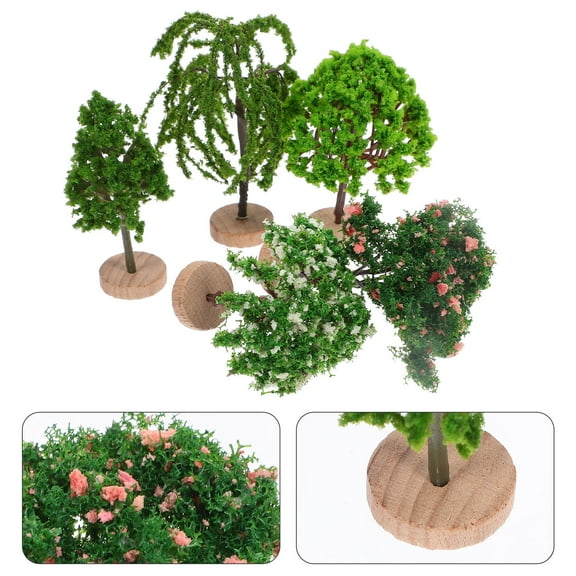 WHAMVOX  5 Pcs Simulation Landscape Tree Mini Simulate Woodland Dark Green