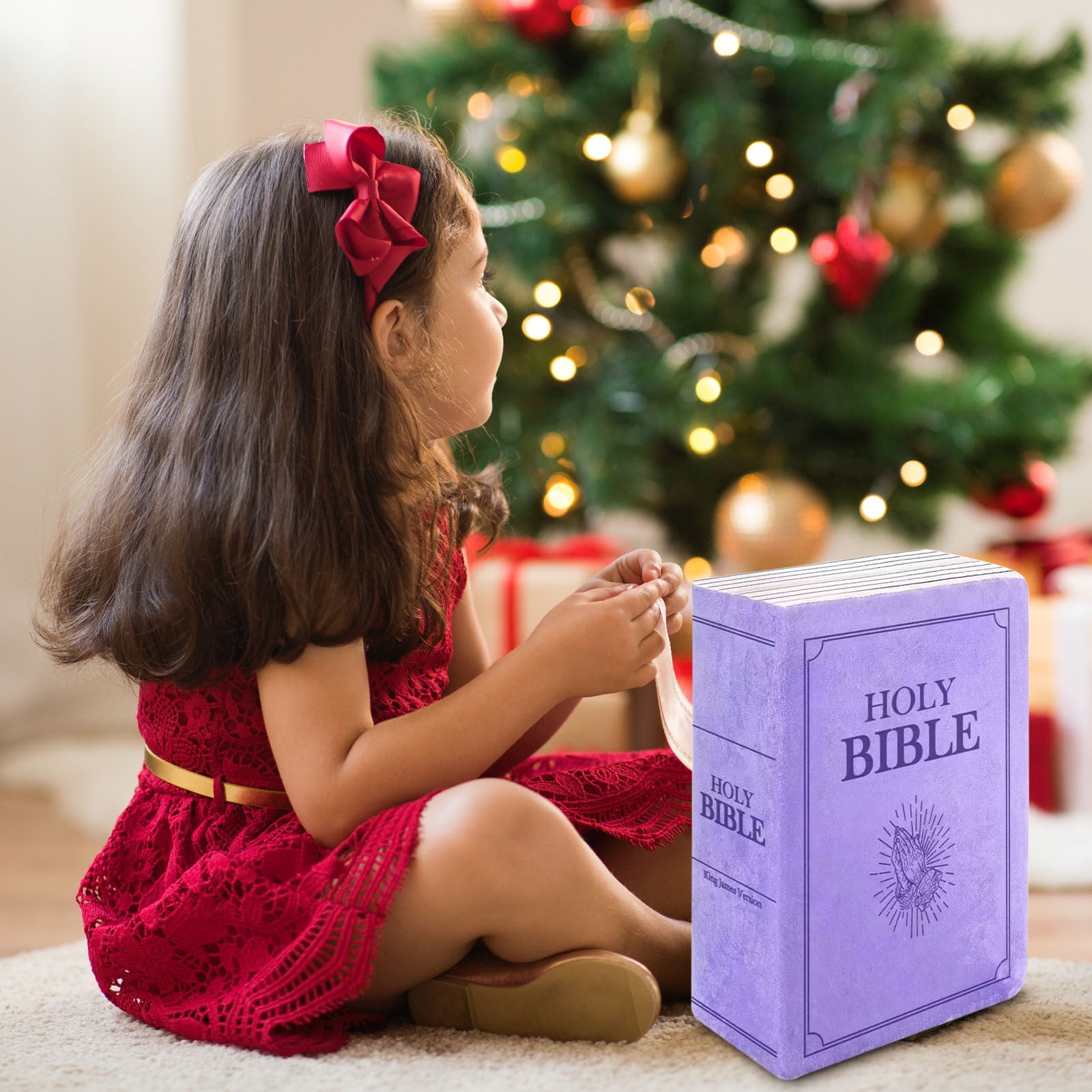 Children's Plush Toy Throw Pillows, Christmas holiday Bible Book Pillow that Opens, Home Living Room Decorative Pillow, Kids Pillow, for Bedroom Sofa Cushion Chair Couch Bed, 13"x8.8"x4"