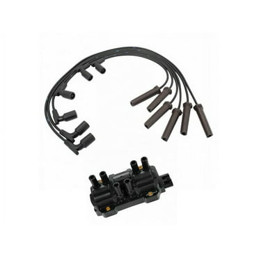 Ignition Coil and Spark Plug Wire Set 2 Piece - Compatible with 2006 - 2009 Pontiac Torrent 3.4L V6 2007 2008