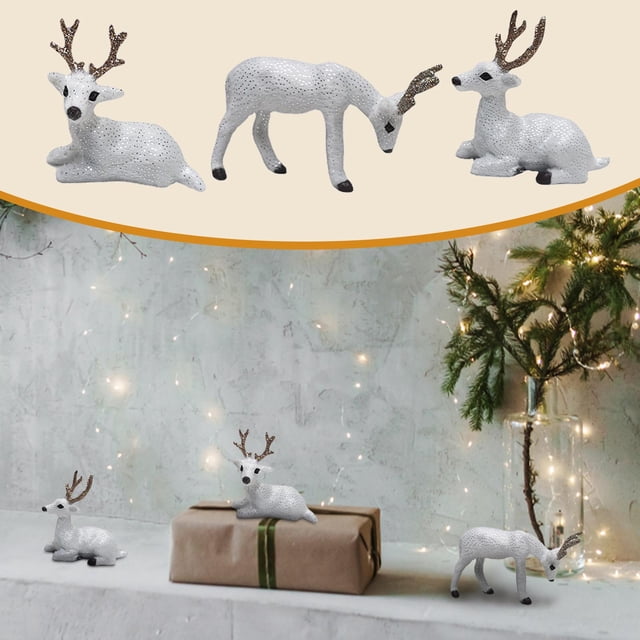 Fiudx Figuras de Reno, Juego de Decoración Navideña, Elegante Ciervo Sika de Pie y Reno Navideño, Regalo de Decoración para El Hogar, Multiusos para Bodas y Festividades, Tamaño 12 X 5 X 11 Cm