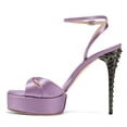 thumbnail image 3 of FSJ Women Open Toe Ankle Strap Platform Sandals Strappy Stiletto High Heels with Rivets Sexy Prom Themed Party Shoes Size 11 Purple, 3 of 6