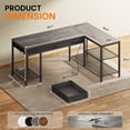 thumbnail image 5 of Amadwell 55 Inch L Shaped Office Desk with 3 Fabric Drawers, Reversible Computer Gaming Desk, Power Outlets and Mesh Shelves, Corner working Study Desk, Grey, 5 of 9