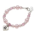 thumbnail image 2 of Pink Pearls and Crystals with Sterling Silver Daisy Spacers and Little Sister | Big Sister Charm Bracelet (BLSP) (BBSM), 2 of 5