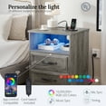 thumbnail image 4 of Holliwill Nightstand with Charging Station Set of 2, 2 Drawer Dresser for Bedroom with LED Light, Bedside Table End Table Side Table for Living Room, Gray, 4 of 10