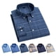 thumbnail image 3 of Camisa de cuello vuelto para hombre Camisa a cuadros de manga larga con botones de moda informal con bolsillo para el trabajo, 3 of 5