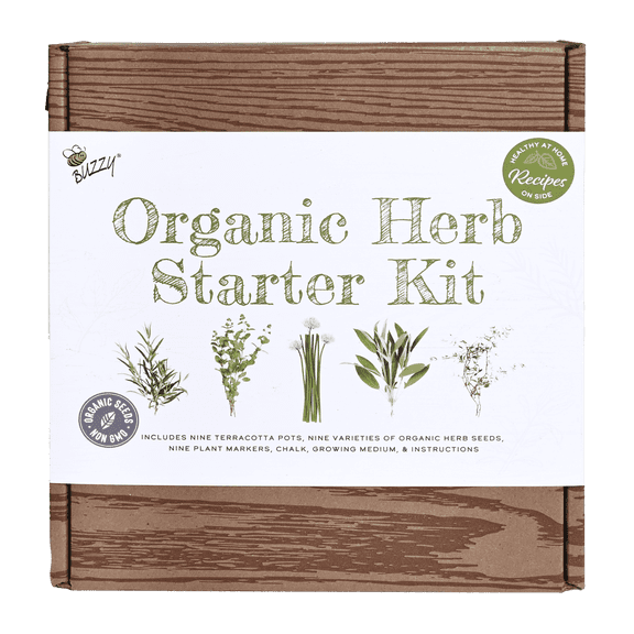 Buzzy Seeds Organic Indoor Herb Garden Starter Kit 9 Varieties