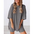 thumbnail image 3 of Set de salón Outfit PRETTYGARDEN de 2 piezas para mujer 2025, gris oscuro, 3 of 6