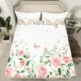 thumbnail image 2 of Homewish Floral Rose Full Size Sheets 4-Piece for Kids Children Teens Girls,Flying Butterflies Breathable Bed Sheets,Spring Garden Lightweight Sheet Sets,Microfiber Bedroom Decor, 2 of 7