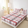 thumbnail image 4 of Feelyou Abstract Lines Bed Sheets, Grey Red Plaid Buffalo King Sheets, 4-Piece, 4 of 7