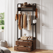 Tribesigns Freestanding Closet Organizer Small Clothes Rack with Drawers and Shelves, Coat Rack Small Garment Rack for Entryway, Bedroom
