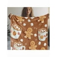 thumbnail image 5 of Cozy Flannel Christmas Blanket with Gingerbread & Hot Cocoa Print, Soft Warm All-Season Throw for Sofa Bed Car Camping, Holiday Gift with Retro Plush Fabric, 5 of 10