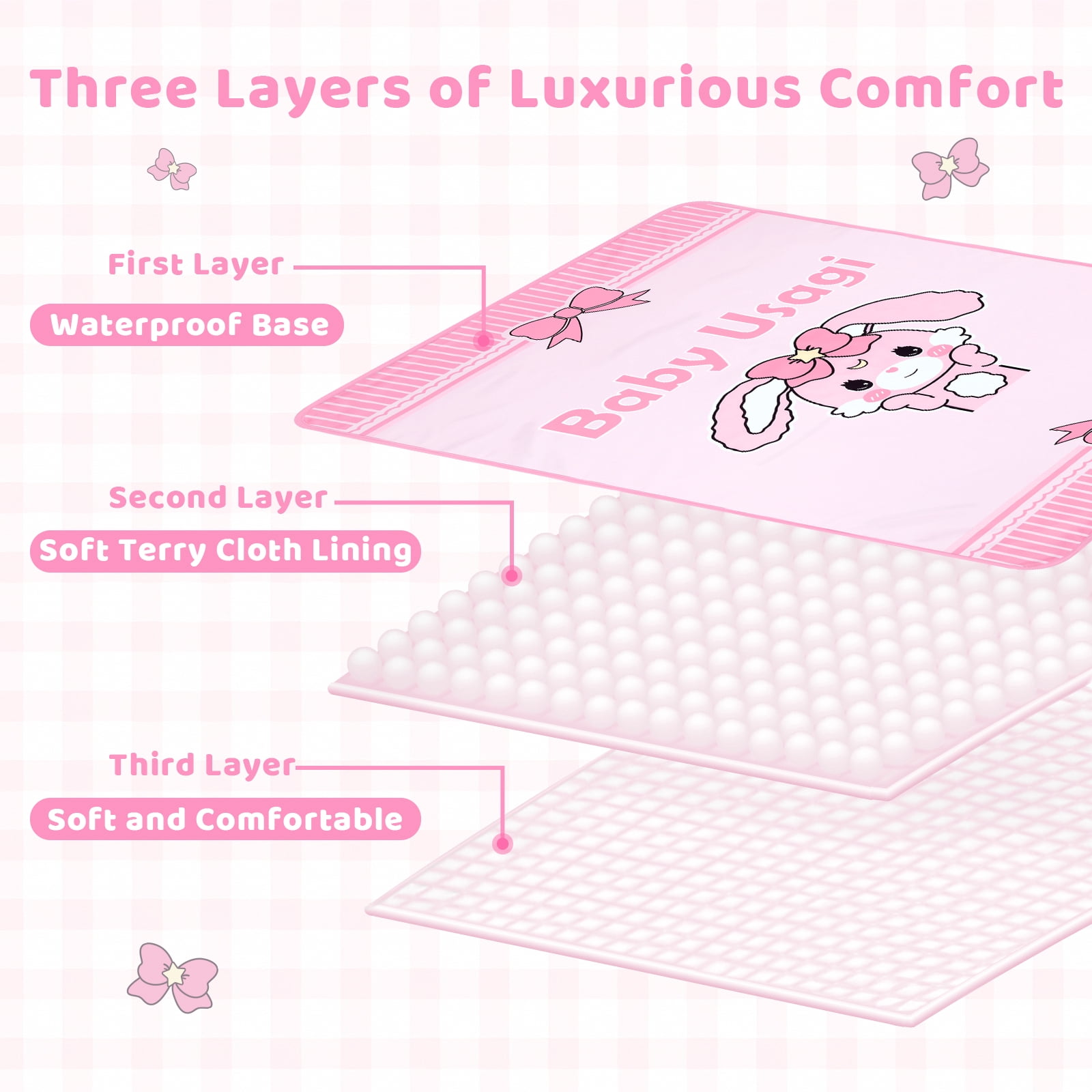 LittleForBig Washable Reusable Waterproof Absorbent Adult Printed Change Pads Bed Pads Pee Pads - Baby Usagi Changing Mat