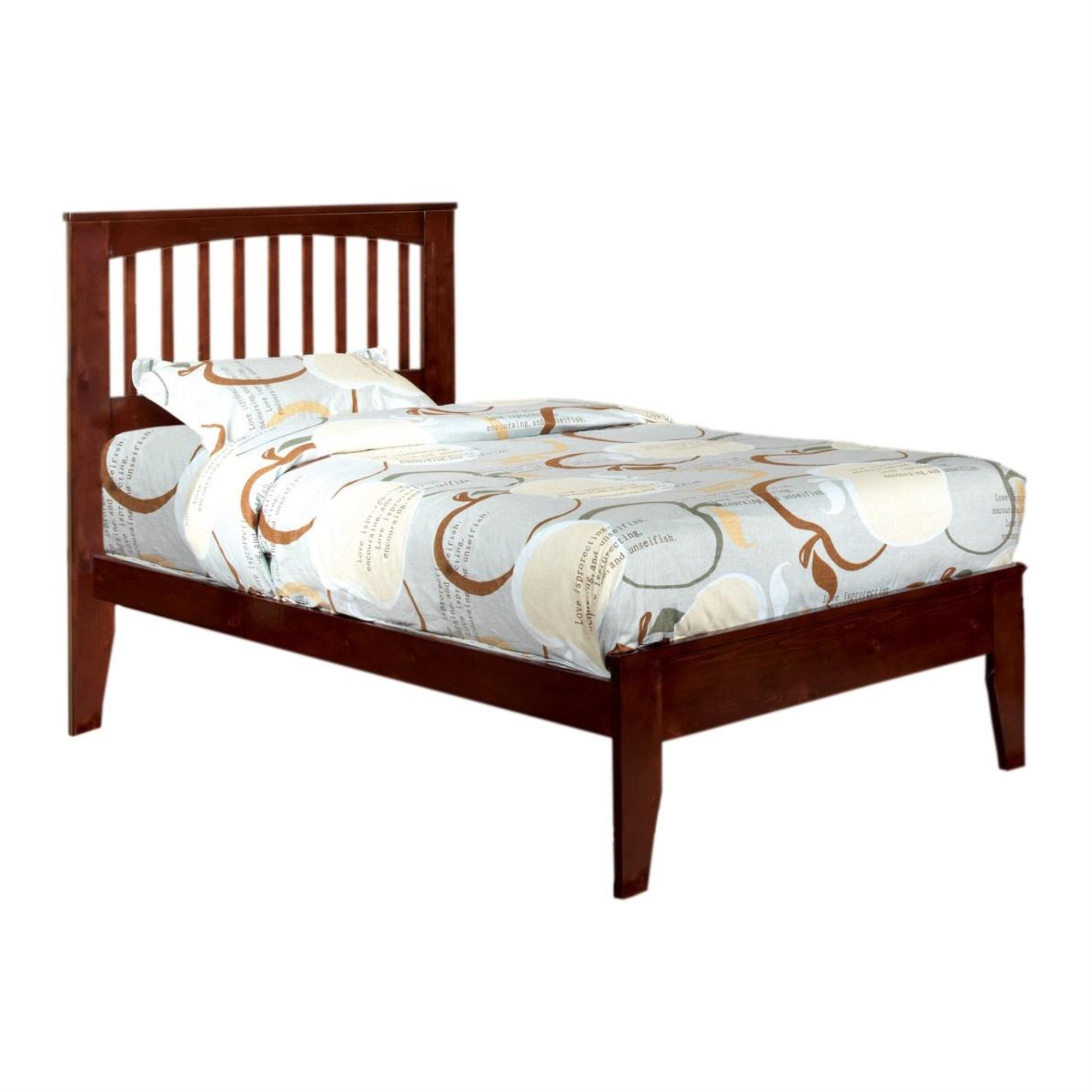 Transitional Mission Twin Bed with Style Panel Hea