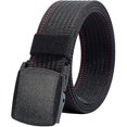 thumbnail image 1 of Cinturón de nailon para hombre, hebilla de plástico con hilo rojo y negro, cinturón de trabajo totalmente ajustable, 1 of 5