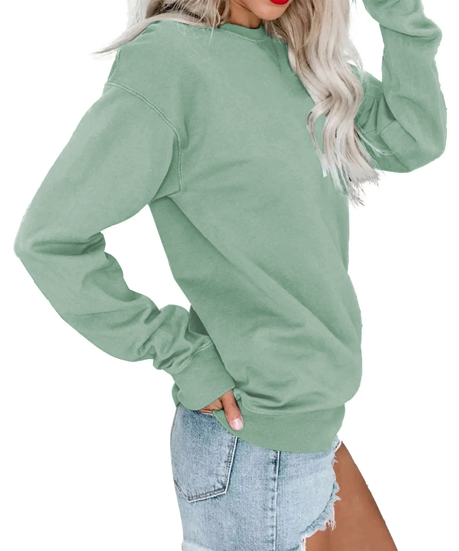 MOSHU Women's Oversized Crewneck Pullover Sweatshirt photo 3