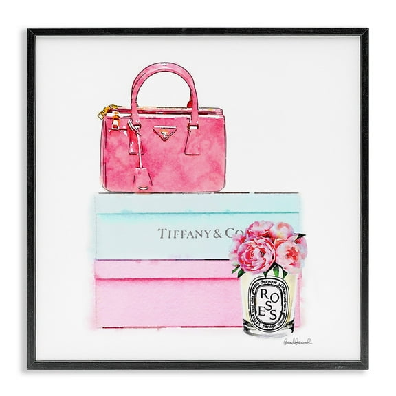 Stupell Industries Blue Fashion Box and Roses Soft Glam Pastels Designed by Amanda Greenwood