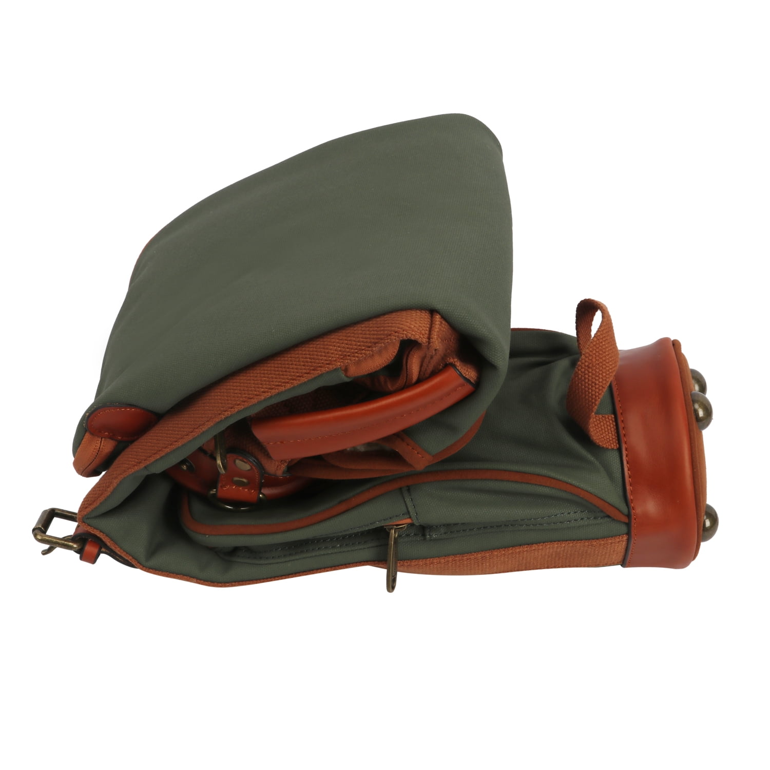 TOURBON Golf Clubs Carry Bag  Sunday Pack Foldable Green Canvas-Holds up to 10 Golf Clubs