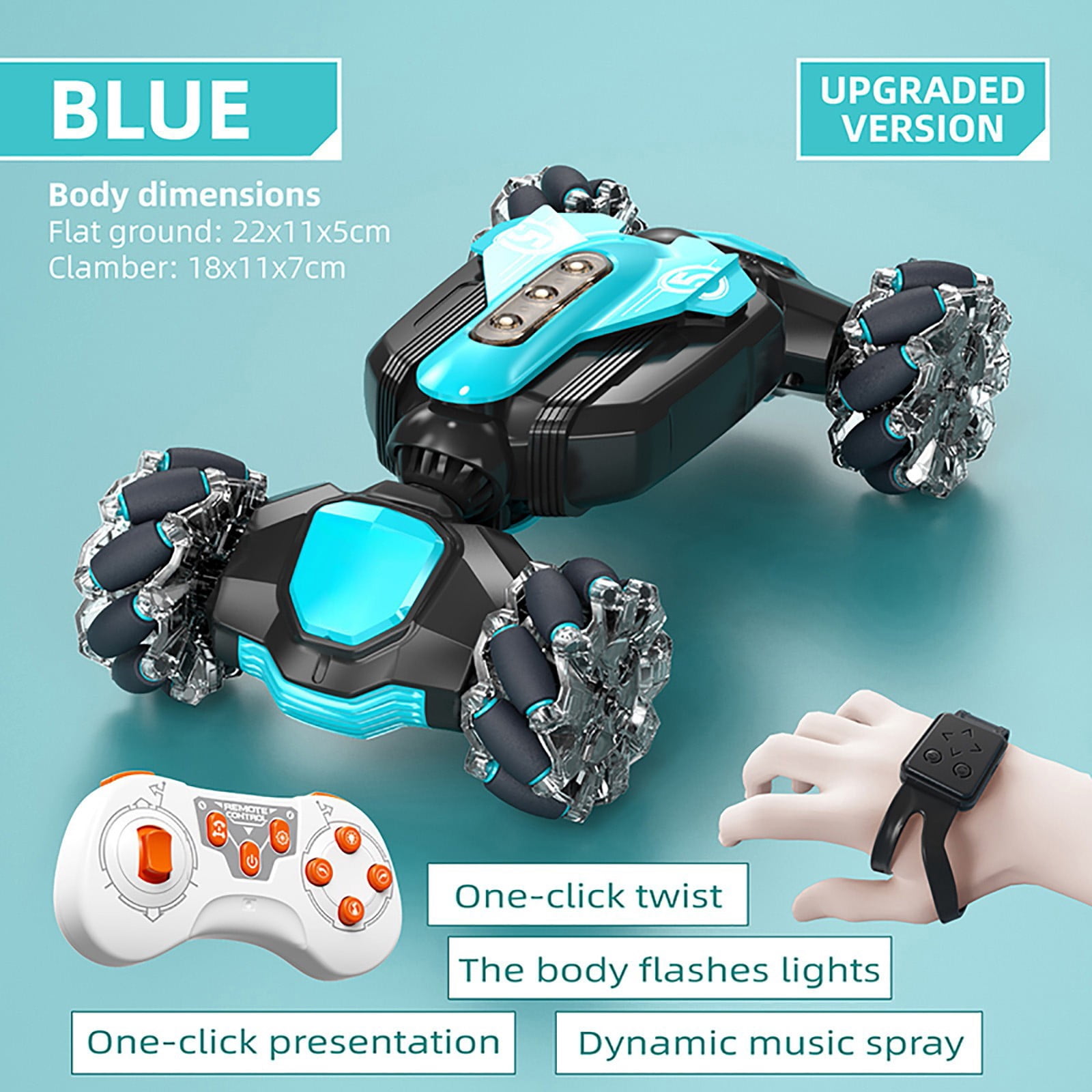 Gesture Sensing RC Stunt Car 2.4Ghz 4WD Remote Control Toy with Dual Controllers for Boys Girls Ages 4+ Outdoor Play
