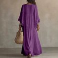 thumbnail image 3 of Yfalhf Women Boho Lace V‑Neck Batwing Sleeve Maxi Dress, Flow‑y Oversized Beach Vacation Dress, Photo‑Ready Long Dress for Summer Holiday Getaways,Purple,2XL, 3 of 5